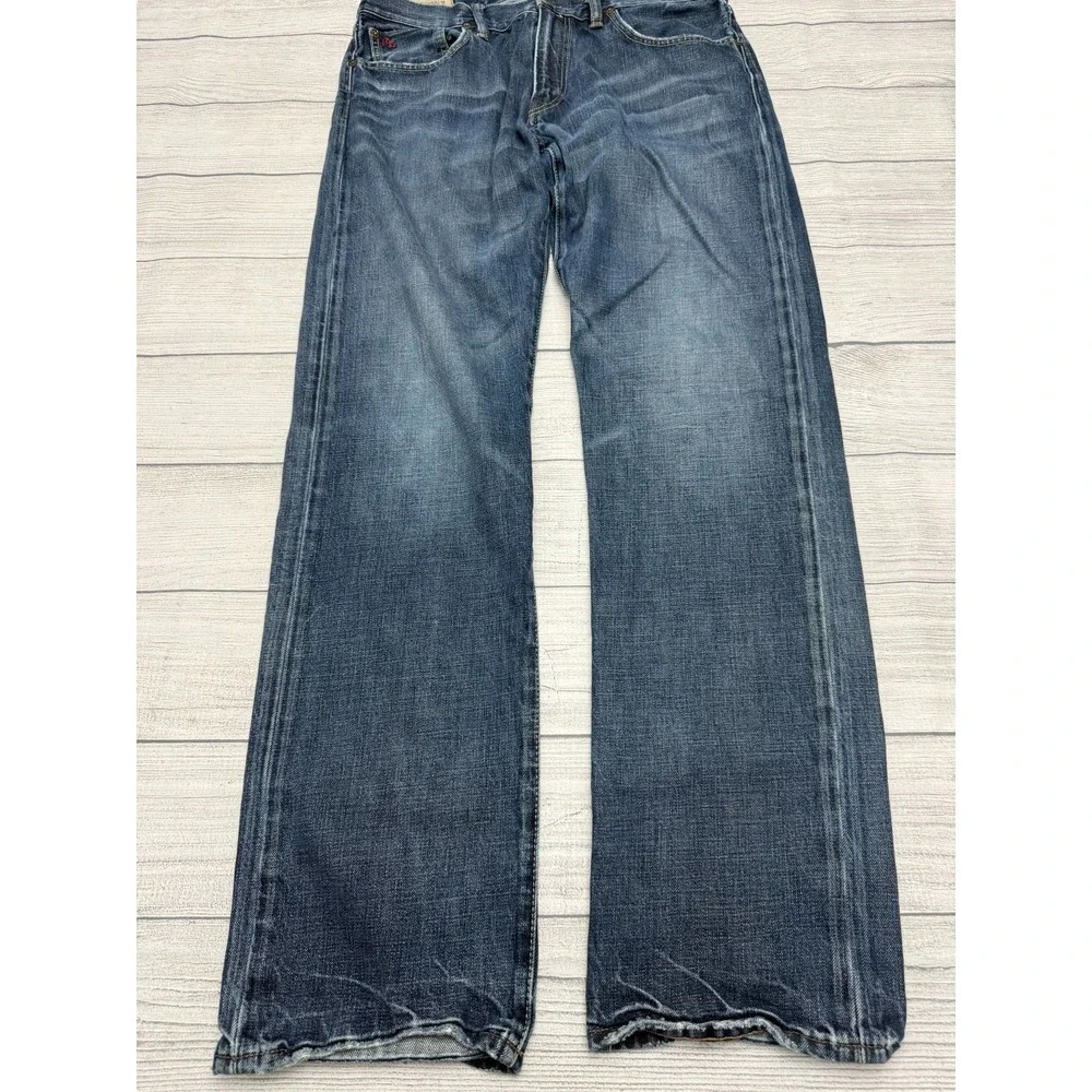 Polo Ralph Lauren Straight Jeans Mens 34x34 Blue Denim Relaxed Fit 5-Pocket Logo